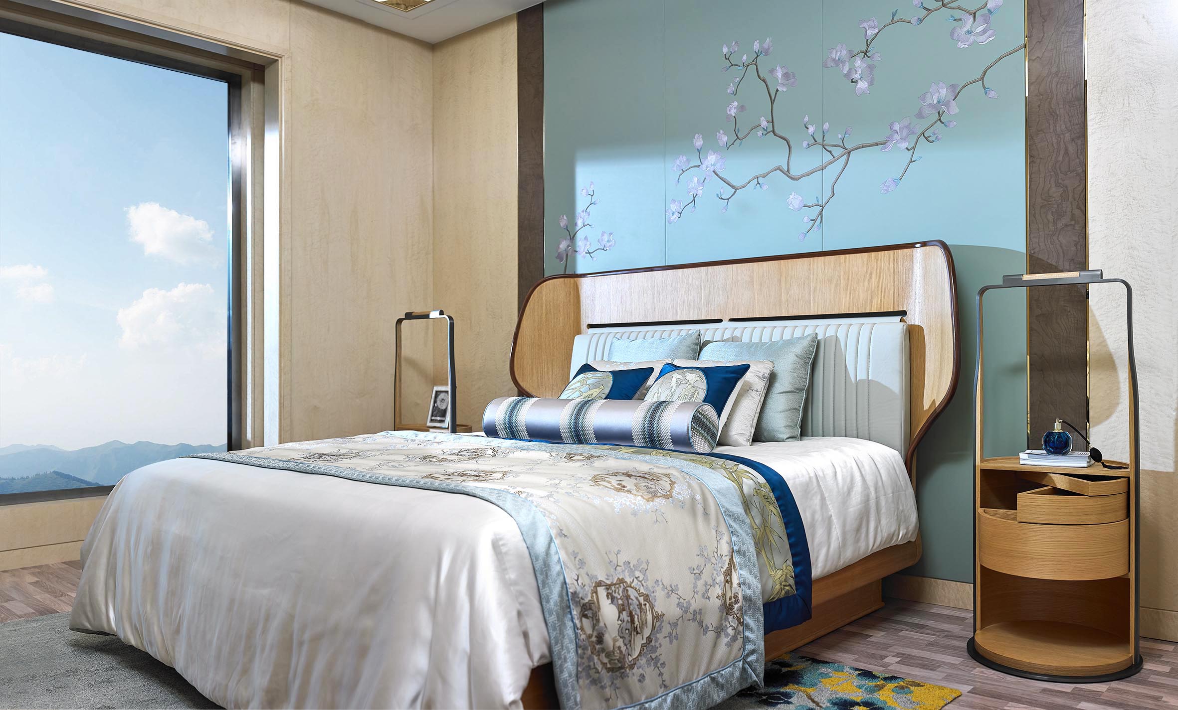 Meubles de chambre à coucher complets en bois de meubles d'hôtel de projets résidentiels modernes d'hôtel